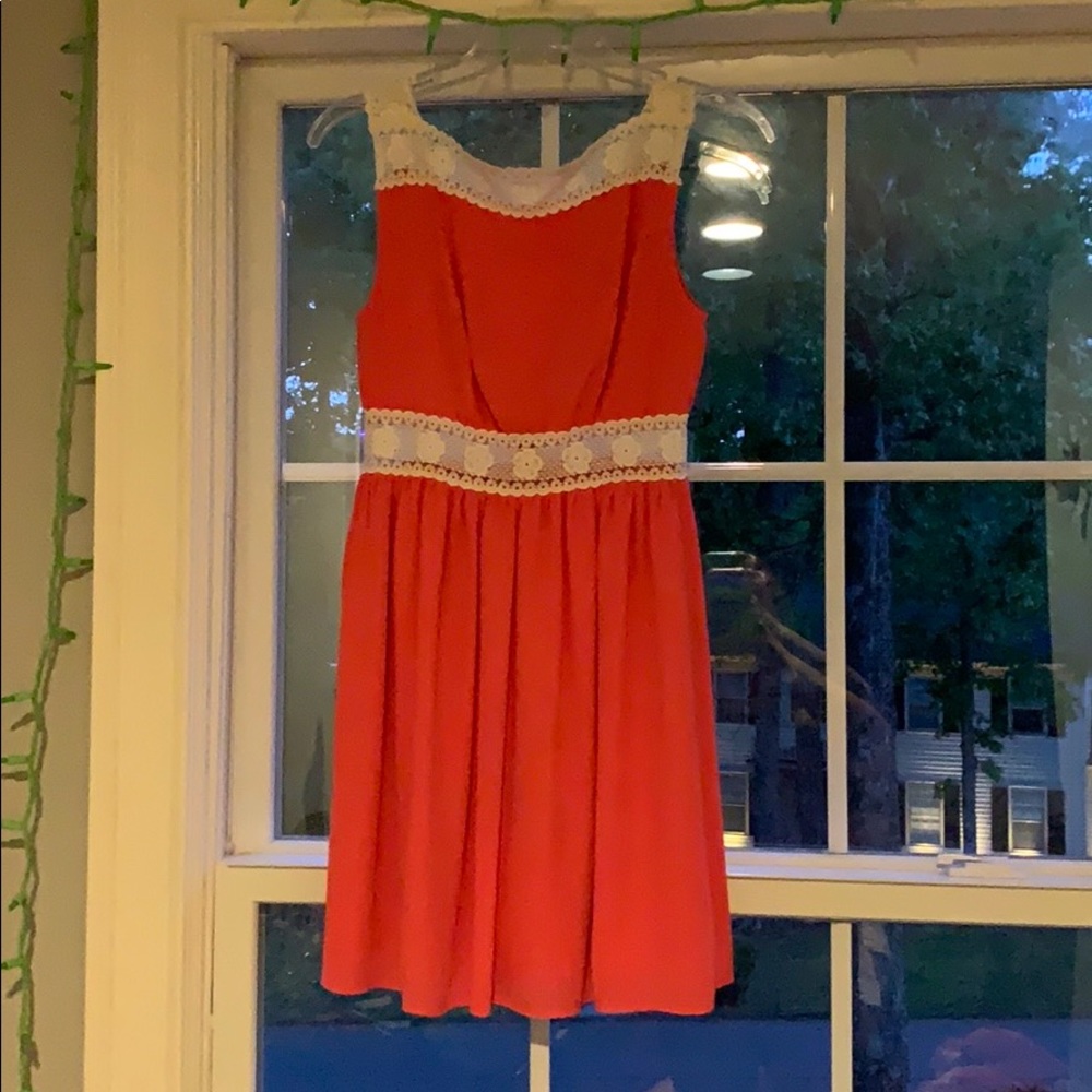 Coral lace dress!!